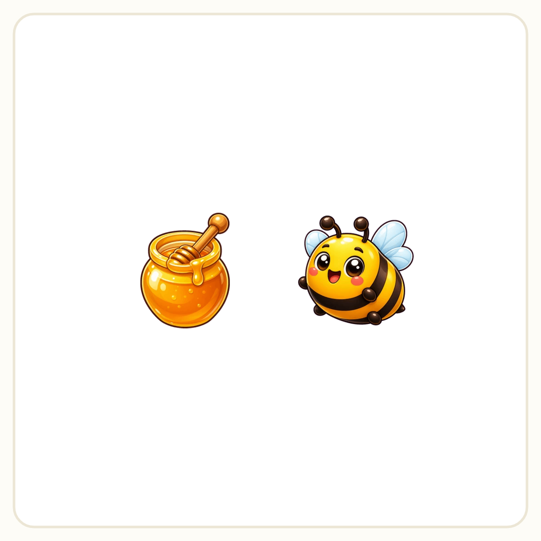 Rebus puzzle: a picture of a honey, then a picture of a bee