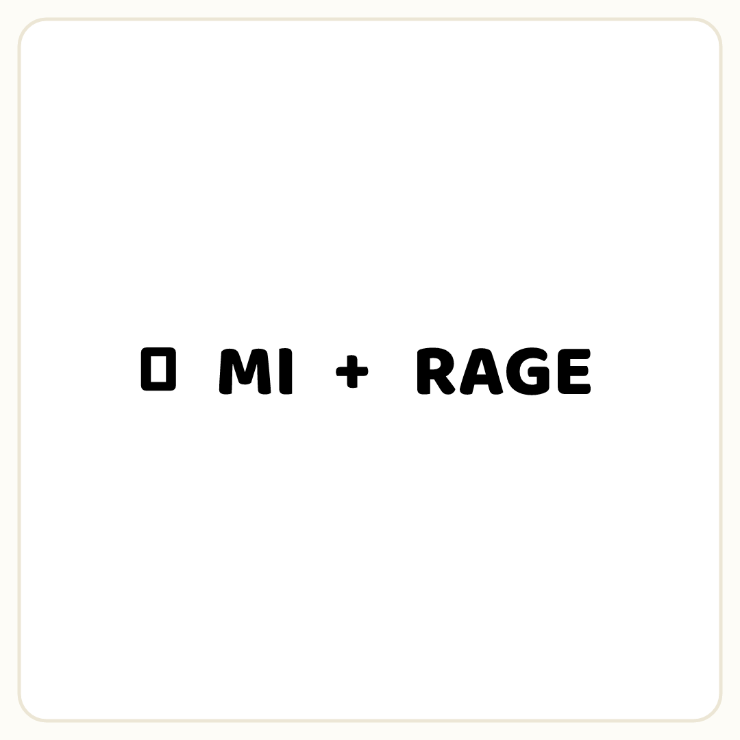 Rebus puzzle: the symbol &quot;♪&quot;, then the word &quot;MI&quot;, then the symbol &quot;+&quot;, then the word &quot;RAGE&quot;