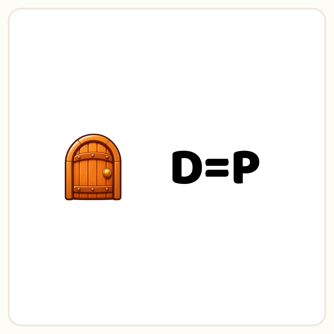 Rebus puzzle: a picture of a door, then the symbol &quot;D=P&quot;