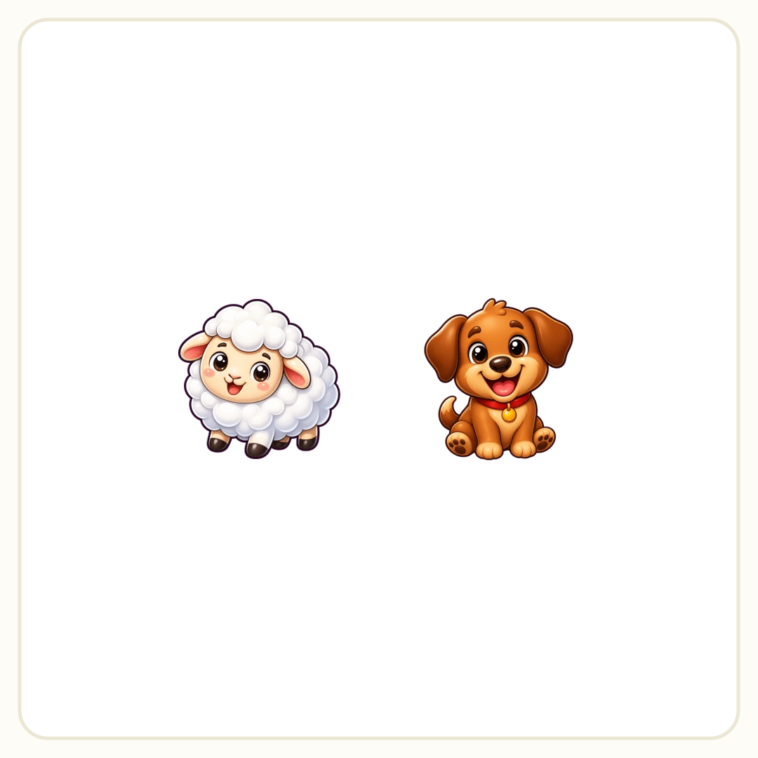 Rebus puzzle: a picture of a sheep, then a picture of a dog