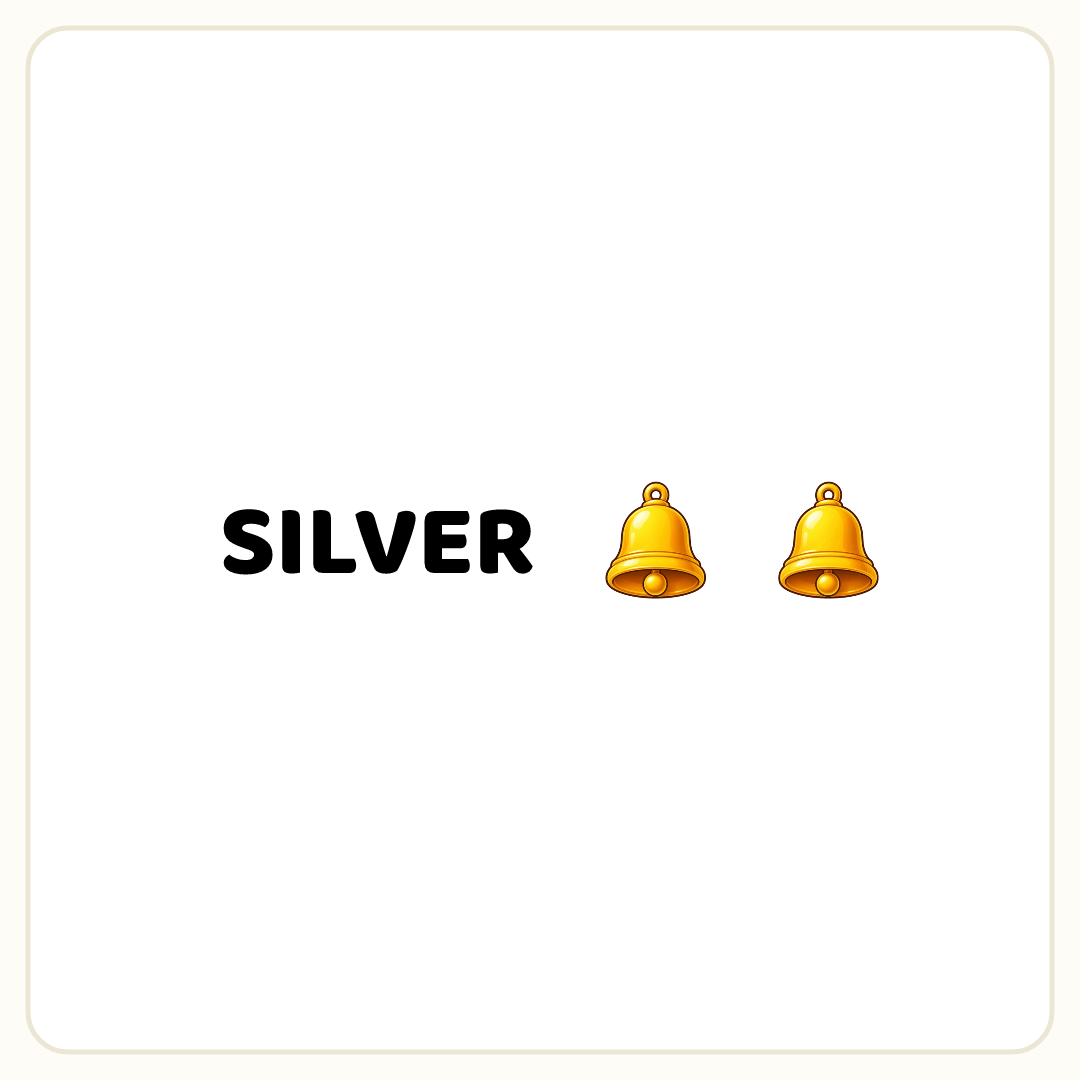 Rebus puzzle: the word &quot;SILVER&quot;, then a picture of a bell repeated 2 times in a row