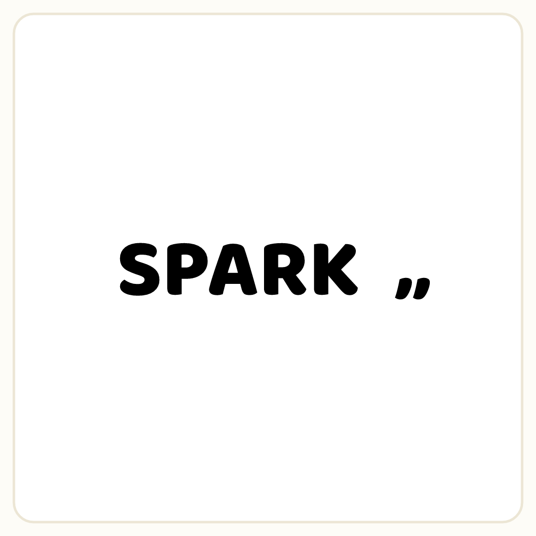 Rebus puzzle: the word &quot;SPARK&quot;, then the symbol &quot;,,&quot;
