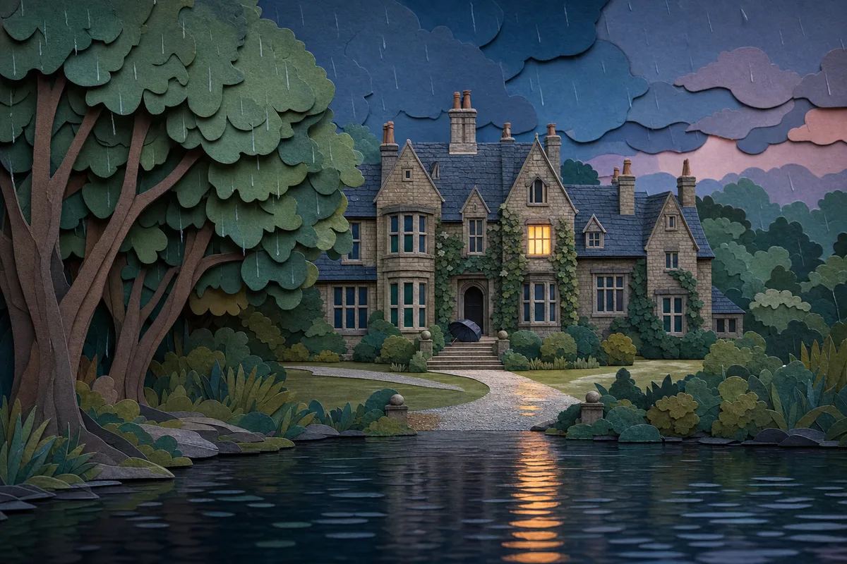 Hollowmere Hall, the setting of The Lady in Two Portraits